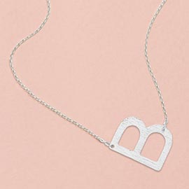 -B- White Gold Dipped Monogram Pendant Necklace